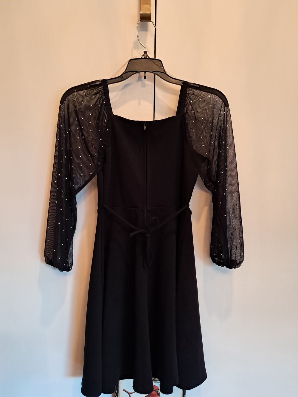 Speechless Kids Elegant Black Dress with Sheer Beaded Sleeves